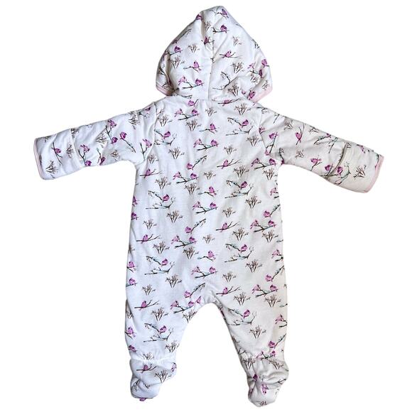 Burt's Bees Baby Pink Snowy Songbirds Bunting Size 0-3 Months - Picture 2 of 10